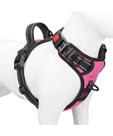 Phoepet Dog harness without a train for small dogs reflective adjustable front clip vests with handle 2 metal rings 3 buckles slightly tight and undress (L pink) pink L - Buy Online on GoSupps.com