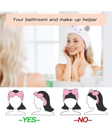 4-Piece Animal Face Wash Headband Set for Women and Girls - Coral Fleece Spa Headbands with Plush Ears - Adorable Animal Style - Buy Online on GoSupps.com
