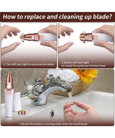 Aeruki 2 in 1 Rechargeable Painless Eyebrow Trimmer & Facial Hair Removal for Women - Built-in LED Light, Hair Shaver for Eyebrow, Nose, Lips, Face, Armpit & Body - Buy Online on GoSupps.com