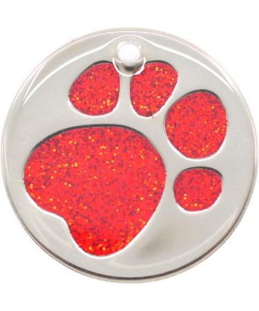 Personalised Engraved 25 32 & 36mm Glitter Paw Print Pet Tag. Bold Contrasting Text. Small Large & Very Large CAT/Dog ID Tags (Red 32mm (Medium & Large Dogs)) 32mm (medium & large dogs) Red - Buy Online on GoSupps.com