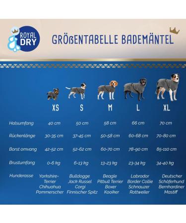 Royal Dry Bathrobe Dog - XL Microfiber Bathrobe for Dogs - Grey - Back Length 70-80 cm - Luxury Dog Apparel - Buy Online on GoSupps.com