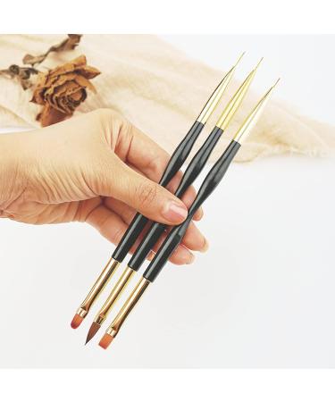 3Pcs Double Ended Nail Art Brushes for Manicure Tool - Acrylic and UV Gel Liner Brush - Buy Online on GoSupps.com