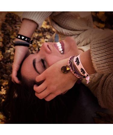 Super Soft Hair Tie & Bracelet Set for Women Children & Girls - Glittery Shimmering Fabric in Violet Black Silver & Stone - Buy Online on GoSupps.com