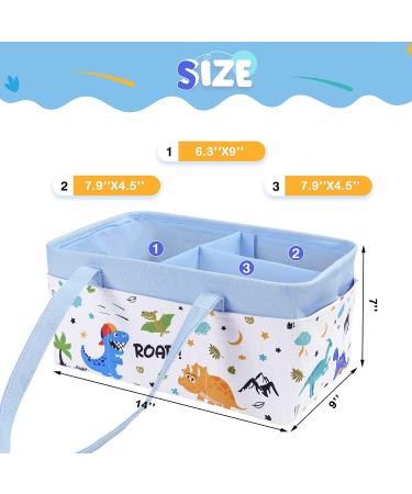 Dinosaur Diaper Caddy - Collapsible Nursery Organizer for Boys | Large Blue Storage Basket for Baby Shower Gifts | Essential Newborn Must-Have - Buy Online on GoSupps.com