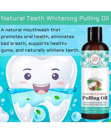 Coconut Pulling Oil - Mint Oil Pulling Mouthwash for Whiter Teeth & Healthy Gums | Natural Oral Care Alcohol-Free (8 Fl.Oz - Buy Online on GoSupps.com