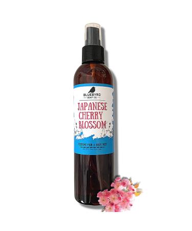 Bluebyrd Soap Co. Japanese Cherry Blossom Fragrance for Hair and Body | Alcohol Free Hair Perfume | Perfumed Hair and Body Mist in Cherry Blossom Scent | Clean Beauty Vegan Free of Parabens Sulfates and Silicones | Weightless Perfume for Your Hair | Natur