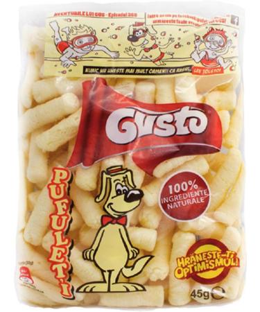 Gusto Pufuleti 45g Salty Plain Corn Puffs Romanian Corn Snack Delicious Salted Corn Flips Delicious And Crispy Corn Puffs Treat With Family And Friends (20 Pack) 45.00 g (Pack of 20) - Buy Online on GoSupps.com