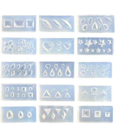 FEIlei 15Pcs Mini Faceted Gem Heart Silicone Molds Nail Art Carving Mold Suitable for DIY Nail Art Decoration Supplies Tool - Buy Online on GoSupps.com