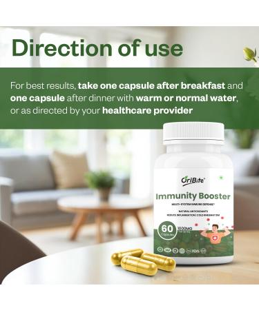 ORIBITE Immunity Booster Advanced Herbal Immune Support Supplement with Vitamin C Zinc Turmeric & Elderberry Natural Antioxidant & Energy Support for Men & Women 60 Capsules Non-GMO - Buy Online on GoSupps.com