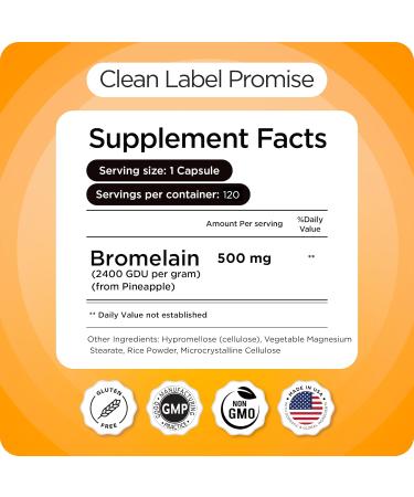 Balancebreens Bromelain 500mg Veggie Caps 2400 GDU Pineapple Extract Supplement for Joint Support Natural Swelling Support and Healthy Digestion 120 Capsules Made in USA 120 Count (Pack of 1) - Buy Online on GoSupps.com