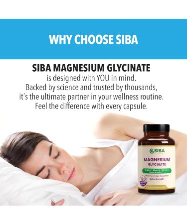 SIBA Magnesium Glycinate 500mg High Absorption Supplement for Sleep Muscle Recovery Nerve Function Bone Health Natural Calm Relaxation Support Vegan Capsules Non GMO 120 Count - Buy Online on GoSupps.com