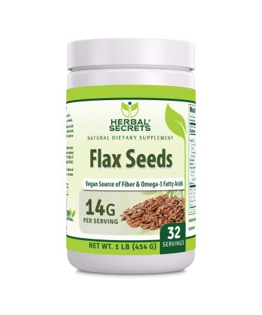 Herbal Secrets Organic Whole Flax Seeds Supplement | 14 G Per Serving | Raw Vegan | Non-GMO | Gluten-Free | Made in USA (1 Pack 1 Lb) 1 Lb 16 Ounce (Pack of 1)