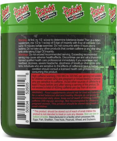 New #1 Strongest PWO Psycho Pharma Edge of Insanity - Most Intense Pre Workout Powder for Focus Power & Energy. Premium researched Formula and Ingredients - 325g Cherry Bomb - Buy Online on GoSupps.com