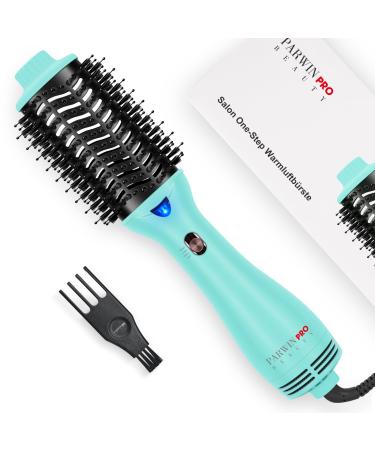 One-Step Hair Dryer Brush PARWIN PRO BEAUTY Blow Dry Hair Brush 4 in 1 Hot Brushes for Hair Styling Drying Volumizing Straighten Negative Ion Care Hot Air Brush 1000W Green 4. Light Green - Oval
