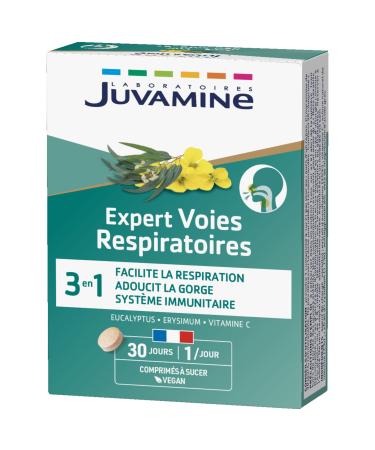 JUVAMINE - Expert Voies Respiratoires Facilite la respiration - Syst me immunitaire - Adoucit la gorge Eucalyptus - Erysimum - Vitamine C - 30 jours Fabriqu en France