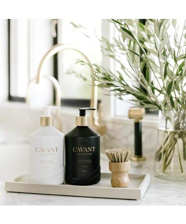 L'AVANT Collective Luxury Sink-Side Starter Bundle Includes Lucite Vanity Tray Hand & Dish Soap Hand Lotion in Reusable Glass Bottles & Bamboo Dish Scrubber Kitchen Hostess Gifts (Fresh Linen) - Buy Online on GoSupps.com