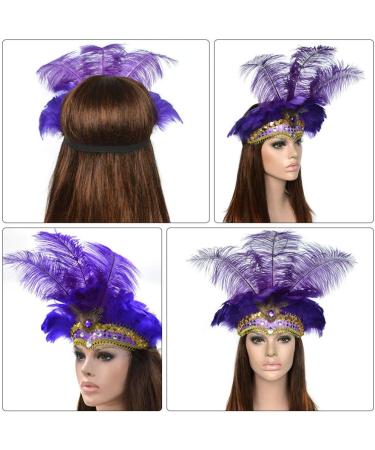 FRCOLOR Feather Headband Vintage Fascinator Carnival Headpiece Party Masquerade Pageant Show Headdress (Purple) - Buy Online on GoSupps.com