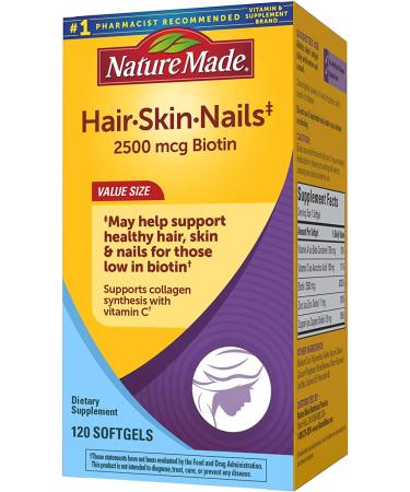 Nature Made Hair Skin and Nails with Biotin 2500 mcg 120 Softgels - Healthy Hair Skin and Nails Support - Buy Online on GoSupps.com