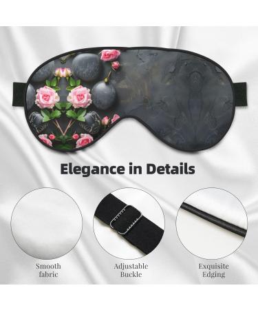 Buy Spa Stone & Rose Flowers Print Double-Sided Eye Mask - Soft Light Blocking for Better Sleep Quality | International Shipping Available - Buy Online on GoSupps.com