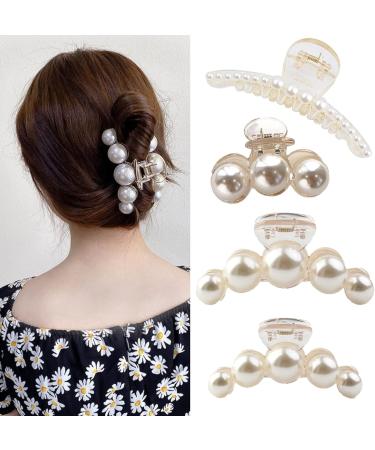 KWQINX hair clips pearl hair clips strong fixed hair clips large hair clips for styling clip suitable for mothers women girls daughters and girlfriends (4-piece set) - Buy Online on GoSupps.com