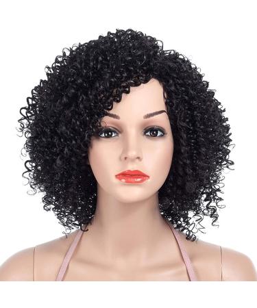 Black Fluffy Curly Wig for Black Women - Heat-Resistant Synthetic Full Wig for Cosplay & Daily Wear - Buy Online on GoSupps.com