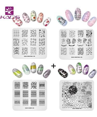 KADS 3D DIY Nail Art Stamp Plate Christmas Snowflakes, Snowmen & Flower Decorations - Set of 4 | C1 - Buy Online on GoSupps.com