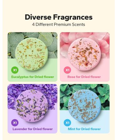Meto Shower Steamers Aromatherapy Bath Bombs with Essential Oils - Rose, Eucalyptus, Lavender, Mint - Self Care & Anxiety Relief - Birthday Gifts - 4 Count - Buy Online on GoSupps.com