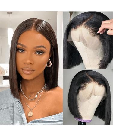 YIBUSI Bob Wig Human Hair 13x4 Frontal Lace Wig 12 Inch Straight Bob Lace Front Wigs Human Hair 180% Density Short Bob Wigs for Black Women Human Hair HD Lace Glueless Bob Wigs Human Hair Pre Plucked 12 Inch Bob Wig Huma...