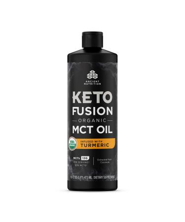 Dr. Axe / Ancient Nutrition Keto Fusion Organic MCT Oil Infused with Turmeric 16 fl oz (473 ml)