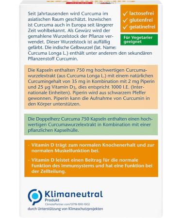 Double Heart Curcuma 750 with Curcumin & Vitamin D3 1000 I.E. - 60 Capsules for Immune Support | International Shipping Available - Buy Online on GoSupps.com