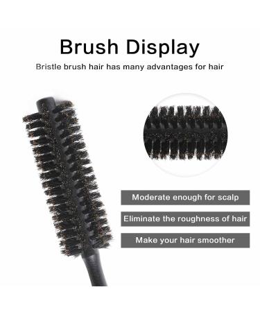 Wild Boar Bristle Hair Brush - Mini Round Blow-Dry Roller with Wooden Handle | Curling & Beard Brush for Men & Women - Buy Online on GoSupps.com