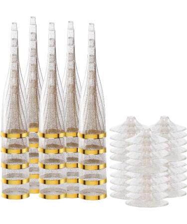 48 Gold Glitter Disposable Champagne Flutes - Ideal for Wedding Toasting and Parties - Buy Online on GoSupps.com