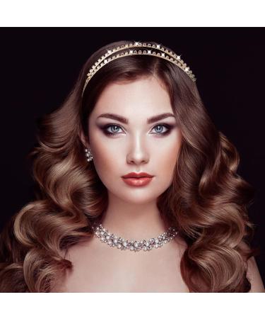 Molain 2 Pieces Double-layer Rhinestone Hair Hoop Headband Shiny Crystal Headbands Metal Hairband for Princess Wedding Bridal Headpieces(Gold+Silver) Style A - Buy Online on GoSupps.com