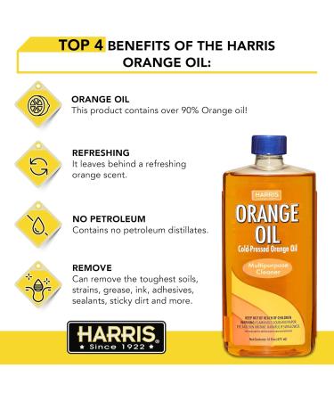 Buy HARRIS Orange Oil 16 Fl Oz Pure Natural Cleaner for Home & Garden | International Shipping Available - Buy Online on GoSupps.com