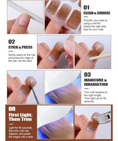 Cured Gel Nail Strips - Long Lasting Sakura Orange Nail Wraps with Cuticle Stick & UV/LED Lamp Required - Buy Online on GoSupps.com