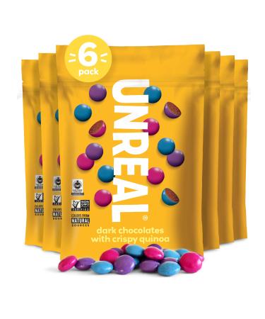 UNREAL Dark Chocolate & Crispy Quinoa Gems | Certified Vegan Fair Trade, Non-GMO | Made with Gluten Free Ingredients and Colors from Nature | No Sugar Alcohols or Soy | 6 Bags 5 Ounce (Pack of 6)