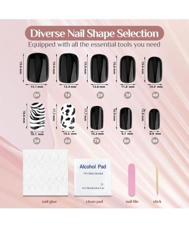 Zebra Stripes Leopard Print Press-On Nails - Short Square 24 Pcs Reusable Acrylic Fake Nails for Women - Perfect Gift - Buy Online on GoSupps.com