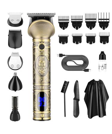 Beard Trimmer Kit for Men - Professional 6 in 1 Hair Clipper Trimmer Cordless Multi Groomer Mens Grooming Kit for Beard Face Body Nose Hair Facial Electric Razor as Gifts for Him Bronze