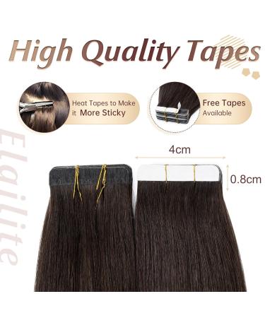 Elailite Tape in Human Hair Extensions - 20 Pieces 40cm Straight 50g #02 Dark Brown - International Shipping Available - Buy Online on GoSupps.com