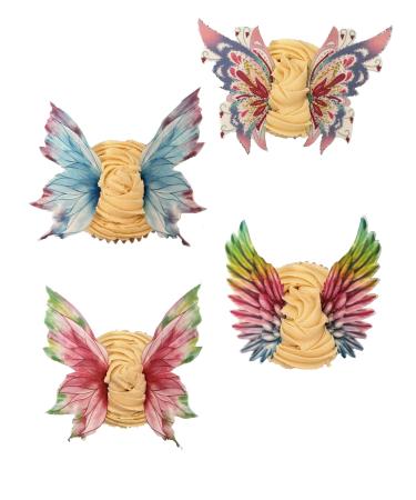 6 x sets of Large Stand Up Angel Fairy Wings Themed Edible Wafer Paper Cake Toppers Decorations