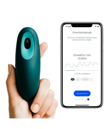 Moonbird breathing and meditation device - sleep aid for adults immediate stress reduction and fear relief - improves sleep helps with stress and fear - Green Blue Blue Green