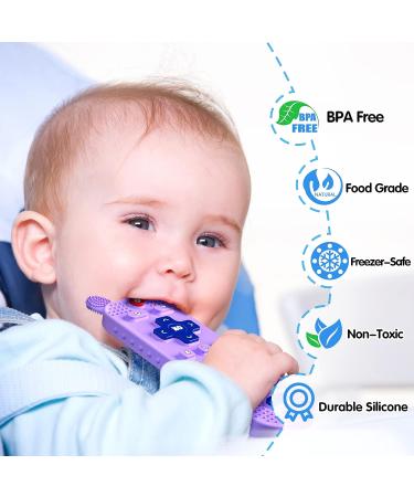 Scuwtocn Silicone Teether Toys | Remote Control Shape | Baby Teething Toy 6-12 Months | Textured & Flexible | Gum Soothing & Sensory | Purple - Buy Online on GoSupps.com