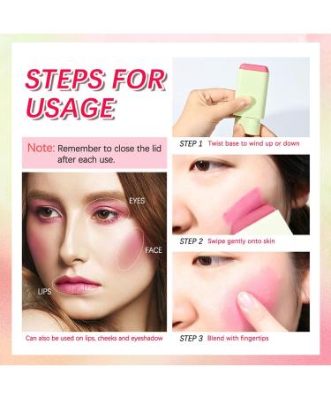 Cream Blush Stick Monochromatic Blush Stick with Hydrating Formula Multi use Blush Makeup Stick for Blends Perfectly onto Skin - Buy Online on GoSupps.com