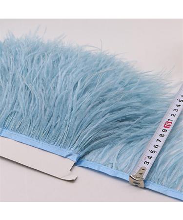 FQTANJU 2 Yards Ostrich Feather Fringe Trim Ribbon for Sewing, Crafts & Clothing DIY - Light Blue - Buy Online on GoSupps.com