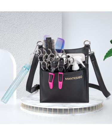 Niaoszhex Hairdressing Belt Bag Hairdressing Tools Waist Belt Bag Scissor Bag Haircut Hairdresser Tools Bag with Adjustable Shoulder Strap for Combs Razors Shears Clips (LQ-IT Black) LQIT Black