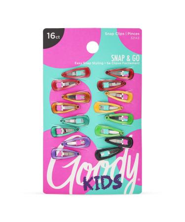 Goody Kids Mini Epoxy Contour Snap Clips - 16 Count Assorted Colors - Just Snap Into Place - Suitable For All Hair Types - Pain-Free Hair Accessories For Women And Girls - All Day Comfort