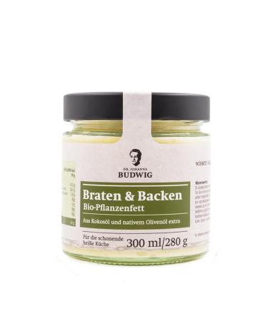 Dr.Backwig roast and cheeks (280 g) organic plant fat made of coconut oil and native olive oil extra from controlled organic cultivation particularly productive for the gentle hot cuisine
