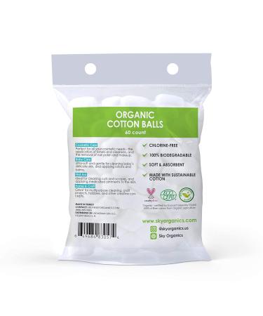Sky Organics Organic Jumbo Cotton Balls - 60 Count | Eco-Friendly, Soft & Durable - Buy Online on GoSupps.com