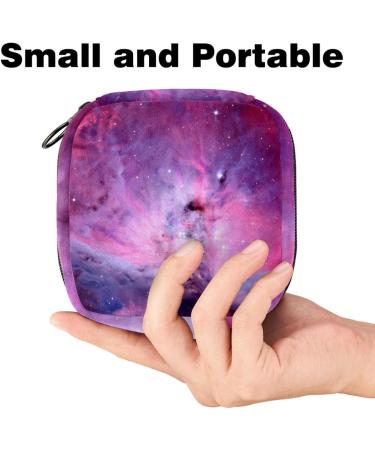 Purple Galaxy Menstruation Pad Bag with Zipper | Women's Tampon & Napkin Organizer | Stylish Collective Bag for Girls - Buy Online on GoSupps.com