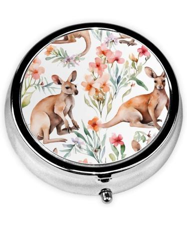 Funny Cartoon Kangaroo Mini Round Pill Box - 3 Compartment Portable Pill Organizer for Travel Home & Office - Buy Online on GoSupps.com